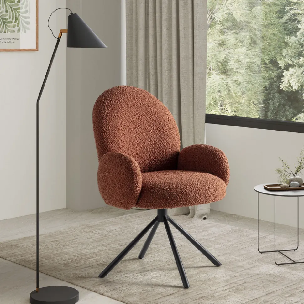 DOURO Chaise de bureau en tissu bouclette et métal