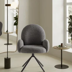 DOURO Chaise de bureau en tissu bouclette et métal