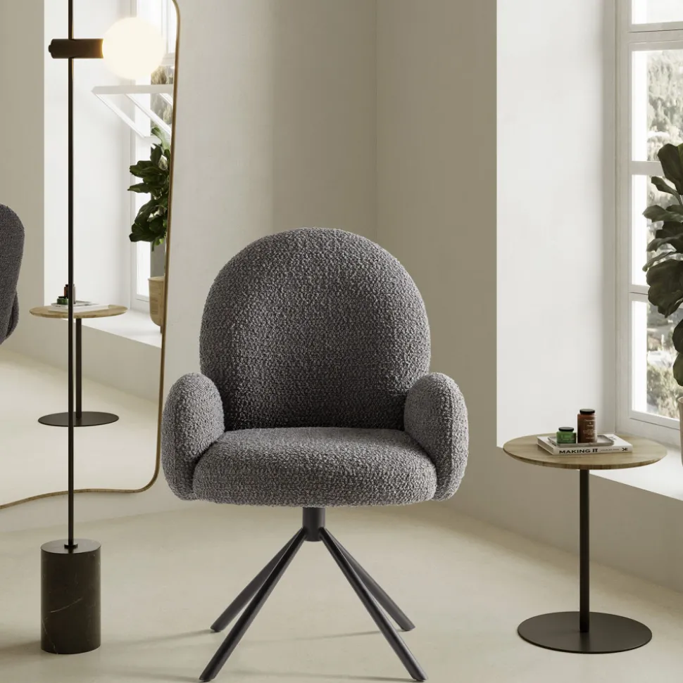 DOURO Chaise de bureau en tissu bouclette et métal