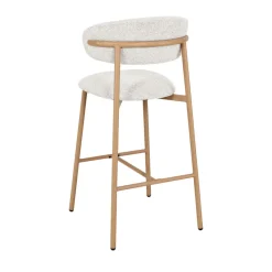 DRACO Lot de 2 chaises de bar en tissu pieds effet bois clair H65cm
