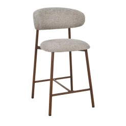 DRACO Lot de 2 chaises de bar en tissu pieds effet bois foncé H65cm