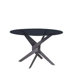 DRAVON Table à manger 4 personnes en verre trempé et métal