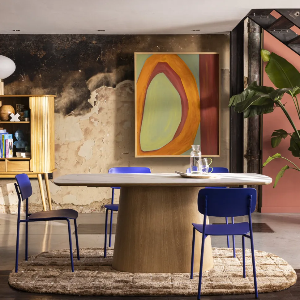 ELIN Lot de 4 chaises en plastique et métal