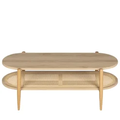 ELLOS Table basse ovale en bois et cannage