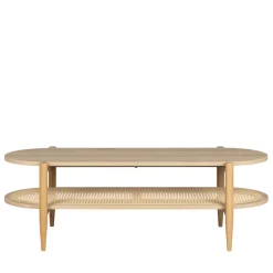 ELLOS Table basse ovale en bois et cannage