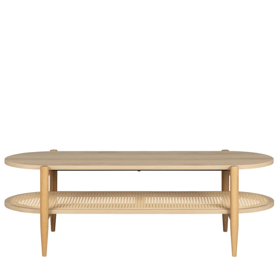 ELLOS Table basse ovale en bois et cannage