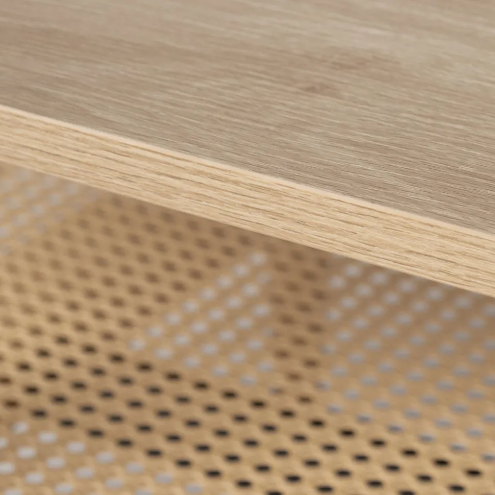 ELLOS Table basse ovale en bois et cannage