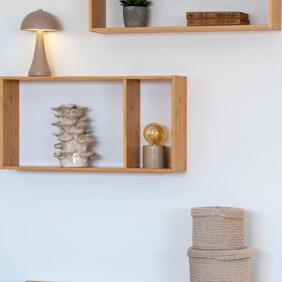 EMBER Etagère murale 2 niches en bambou L70cm