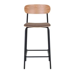 ESTEPONA Lot de 2 tabourets de bar en bois, tissu et métal H66cm