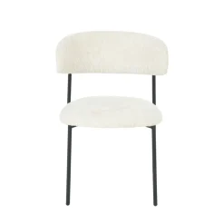 ESTER Lot de 2 chaises en tissu bouclette et métal