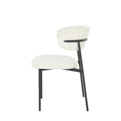ESTER Lot de 2 chaises en tissu bouclette et métal