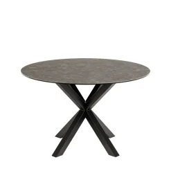EURAME Table à manger 4 places ronde en céramique et métal