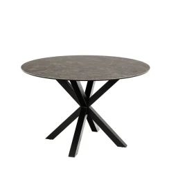 EURAME Table à manger 4 places ronde en céramique et métal