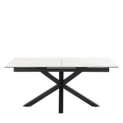 EURAME Table à manger extensible 6 à 8 places en céramique et métal 168-210x90cm