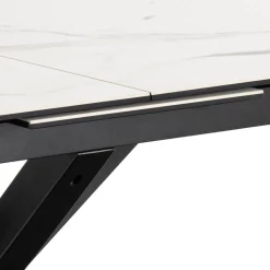 EURAME Table à manger extensible 6 à 8 places en céramique et métal 168-210x90cm