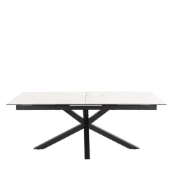 EURAME Table à manger extensible 6 à 12 personnes en céramique et métal 200-240x100cm