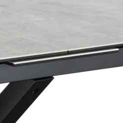 EURAME Table à manger extensible 6 à 12 personnes en céramique et métal 200-240x100cm