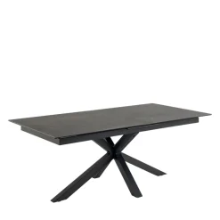 EURAME Table à manger extensible 6 à 12 personnes en céramique et métal 200-240x100cm