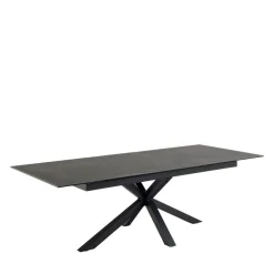 EURAME Table à manger extensible 6 à 12 personnes en céramique et métal 200-240x100cm