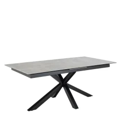 EURAME Table à manger extensible 6 à 12 personnes en céramique et métal 200-240x100cm