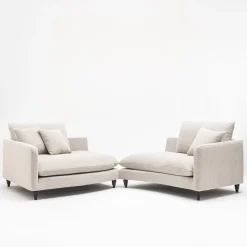 FARRAH Canapé d'angle gauche convertible 5 places en tissu pieds tournés