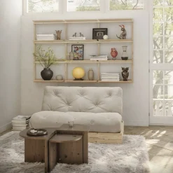 FLIP Canapé convertible 2,5 places en tissu et bois