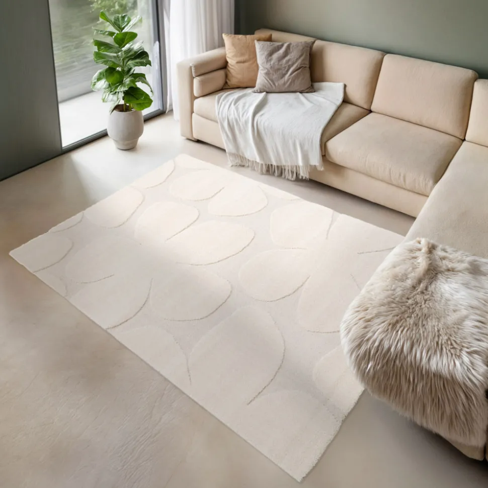 FLOW Tapis contemporain à motif floral en relief