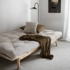 FOLK Canapé convertible en bois naturel et tissu
