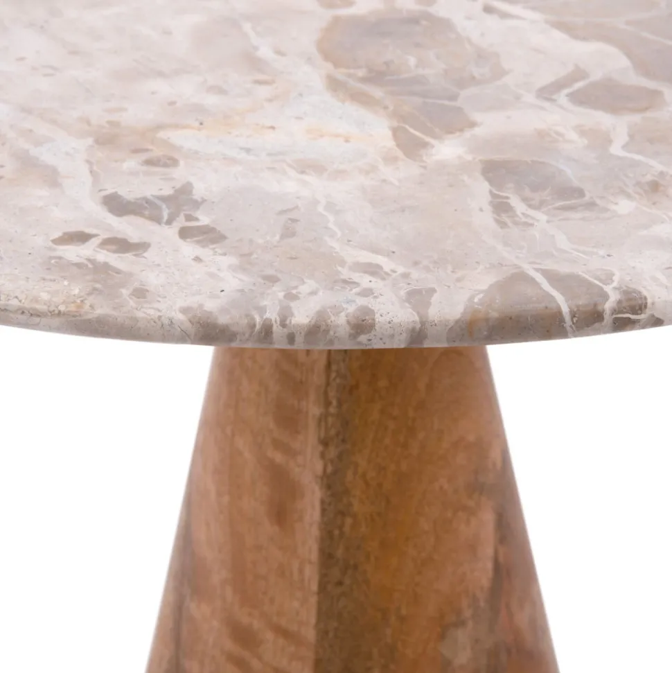 FORCE Table d’appoint en bois et marbre ø40cm