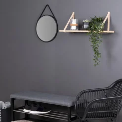 FORNO Etagère murale en bois et cuir 80x20 cm