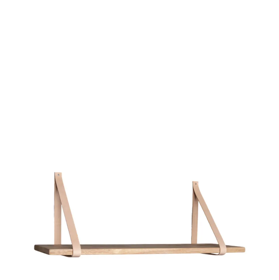 FORNO Etagère murale en bois et cuir 80x20 cm
