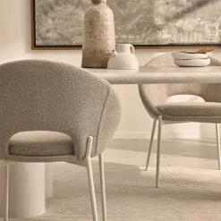 FRIDA Lot de 2 chaises en tissu bouclette et métal