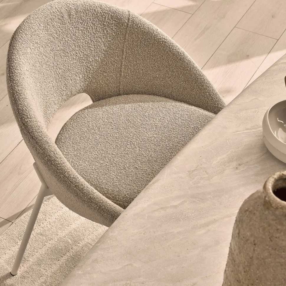 FRIDA Lot de 2 chaises en tissu bouclette et métal