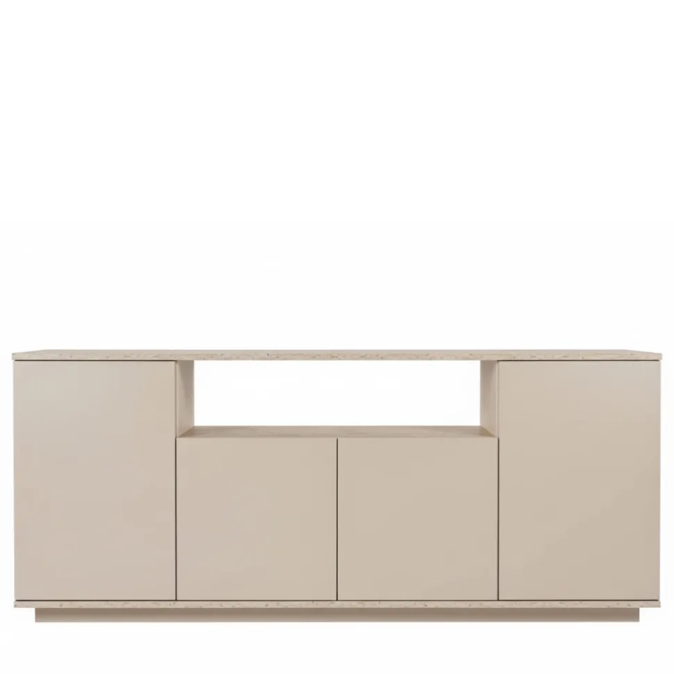 FRITZ Buffet 4 portes effet travertin L180cm