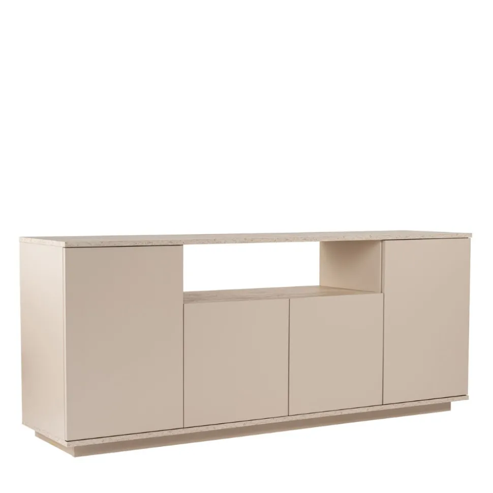 FRITZ Buffet 4 portes effet travertin L180cm