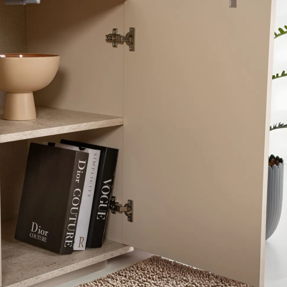 FRITZ Buffet 4 portes effet travertin L180cm