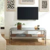 GLISS Meuble TV en verre pieds chrome L120cm