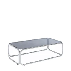 GLISS Table basse en verre pieds chrome