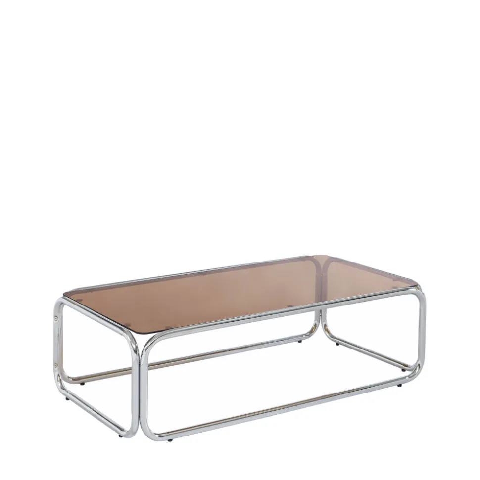 GLISS Table basse en verre pieds chrome