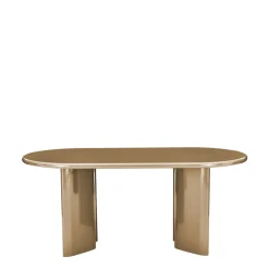 GLOSSI Table à manger 6 personnes ovale en bois laqué