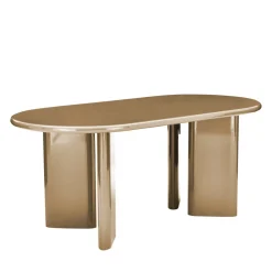GLOSSI Table à manger 6 personnes ovale en bois laqué