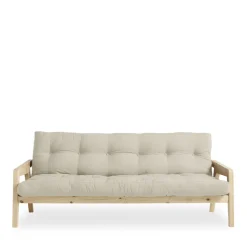 GRAB Canapé convertible en bois naturel et tissu
