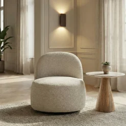 GROOVY Fauteuil pivotant en tissu chenille côtelé