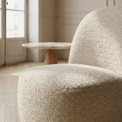 GROOVY Fauteuil pivotant en tissu chenille côtelé