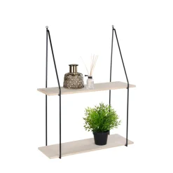 HAAG Etagère murale en métal et bois 55x21xH72 cm