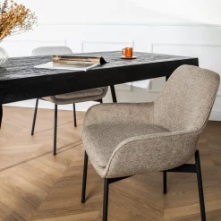 HAAS Lot de 2 fauteuils de table en tissu et métal