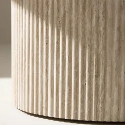 HARON Table basse ronde en bois effet travertin ø80cm