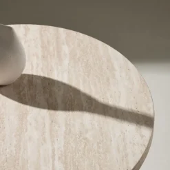HARON Table d'appoint ronde effet travertin ø50cm
