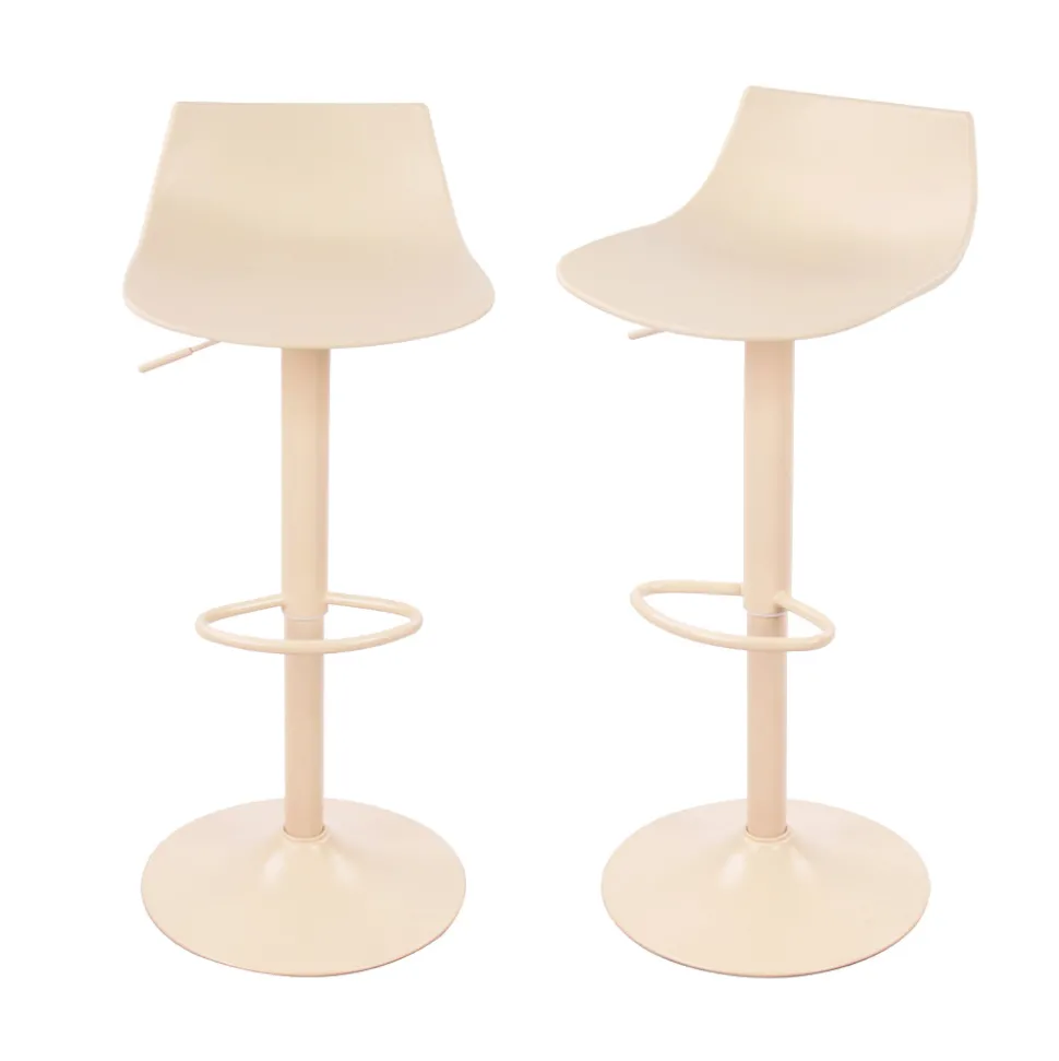 HERIBO Lot de 2 chaises de bar réglables en plastique et métal H58-79cm