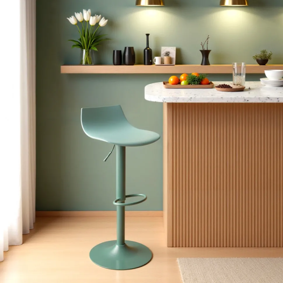 HERIBO Lot de 2 chaises de bar réglables en plastique et métal H58-79cm